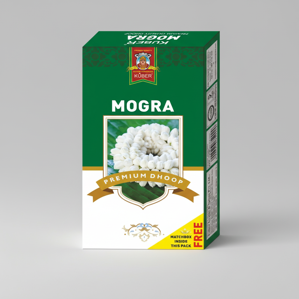 Kuber Mogra Premium Dhoop box on a white background