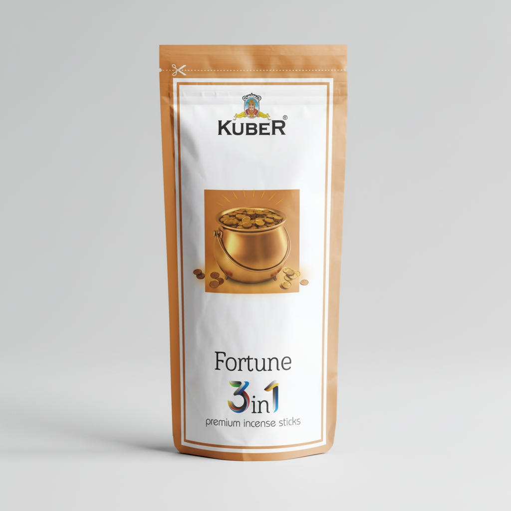 Kuber Fortune 3in1 premium incense sticks packaging on a white background