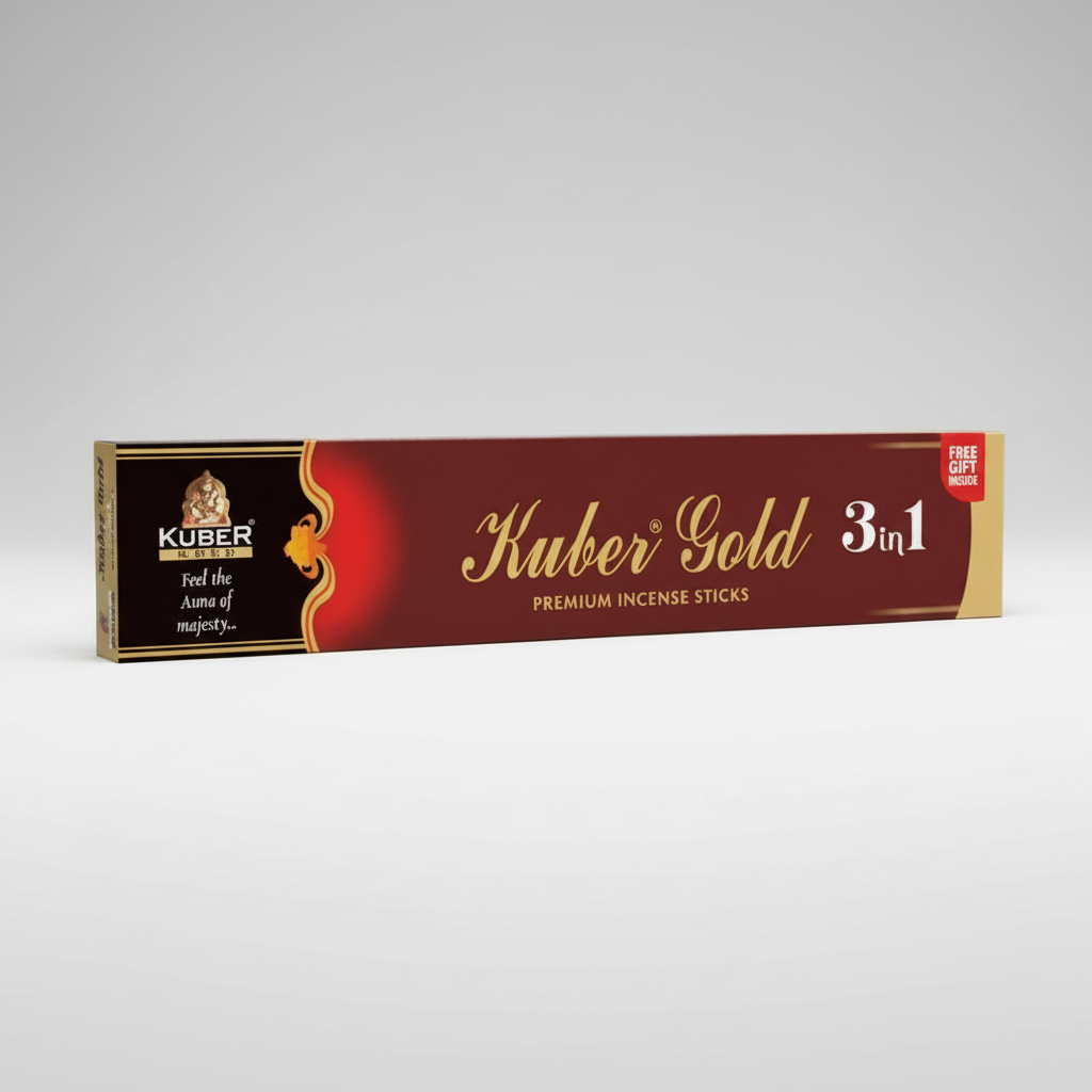 Kuber Gold incense stick box on a white background