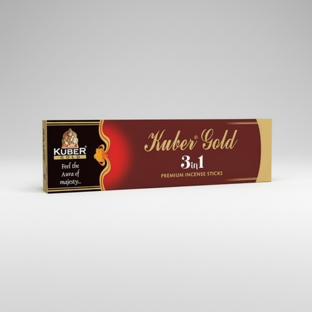 Kuber Gold incense stick box on a white background