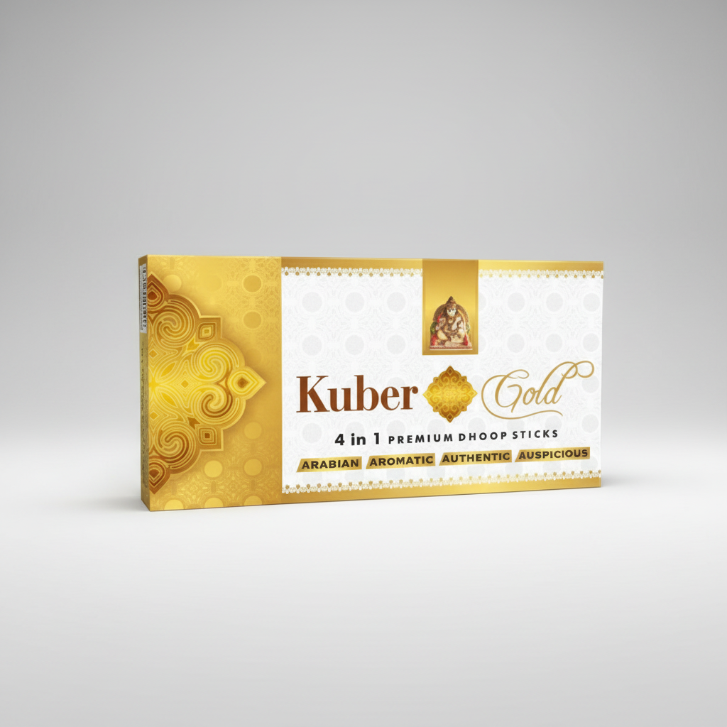 Kuber Gold incense stick box on a white background