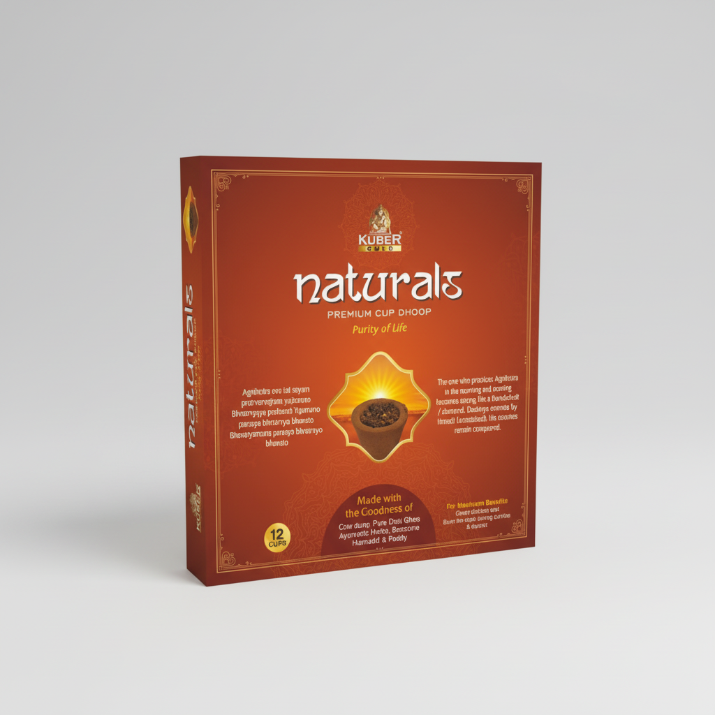 Kuber Naturals Premium Cup Dhoop packaging on a white background