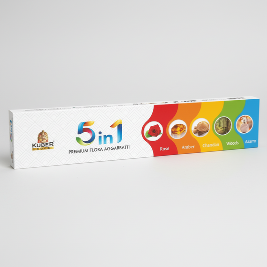 Kuber 5in1 Premium Flora Aggarbatti packaging on a white background