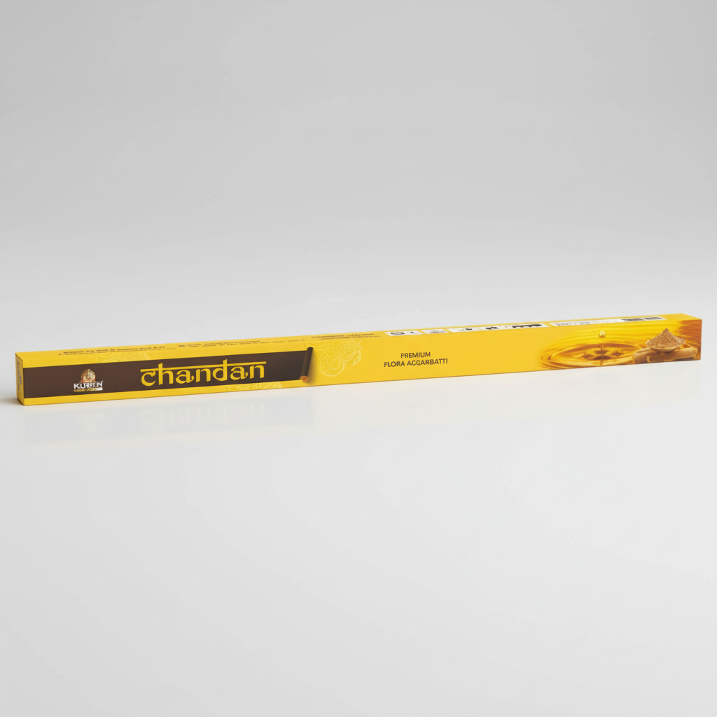 Box of Chandan incense sticks on a white background
