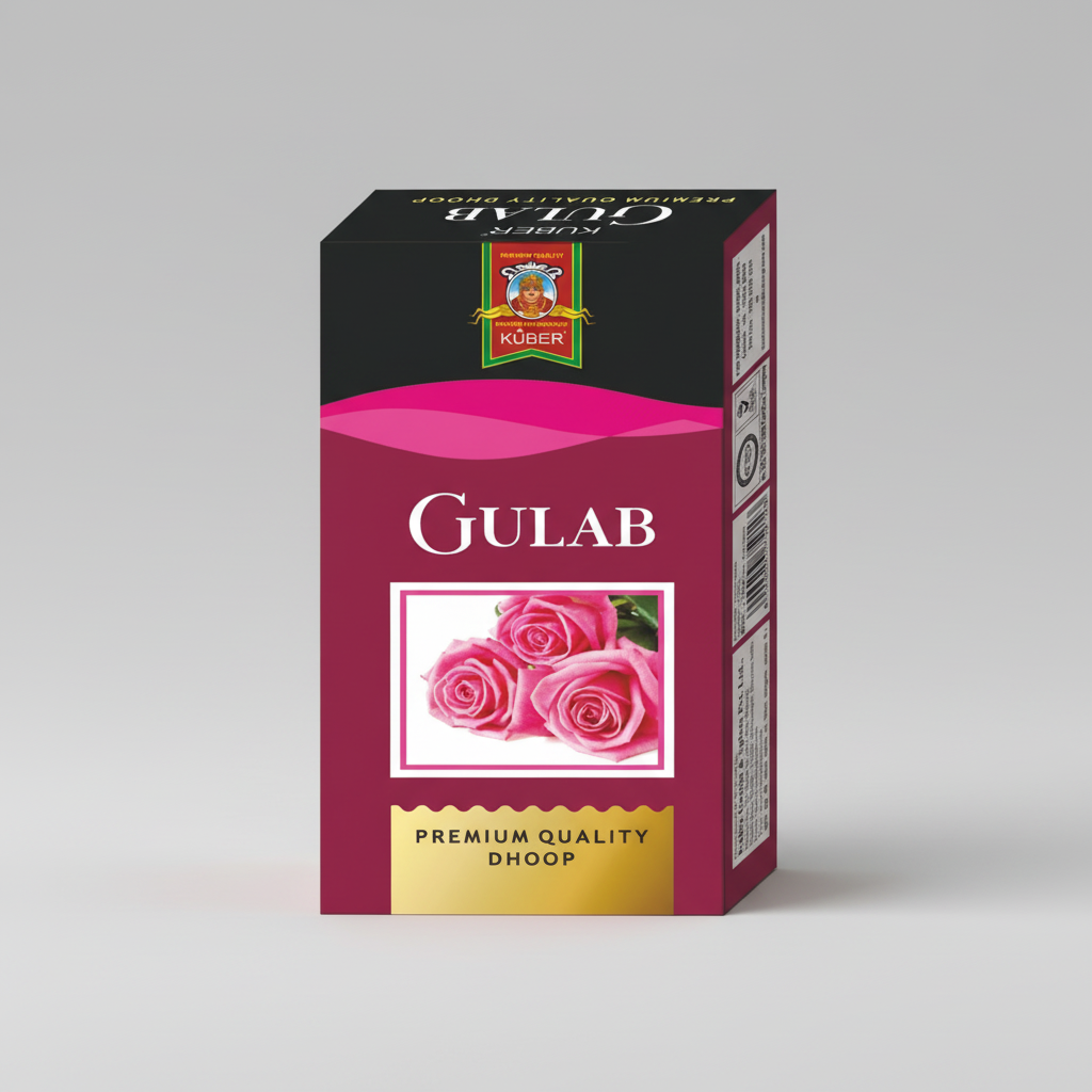 Käuber Gulab doop packaging with pink roses on a white background