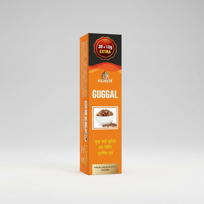 Kuber Guggal packaging with an orange background and text.