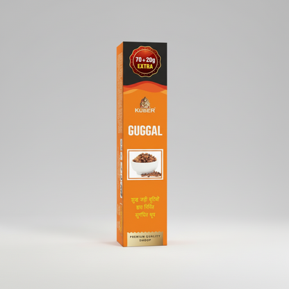Kuber Guggal packaging with orange and black design on a white background