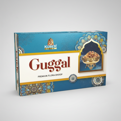 Kuber Gold Guggal Premium Flora Dhoop packaging on a white background