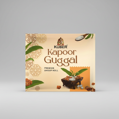 Kuber Kapoor Guggal packaging with decorative elements and product imagery.