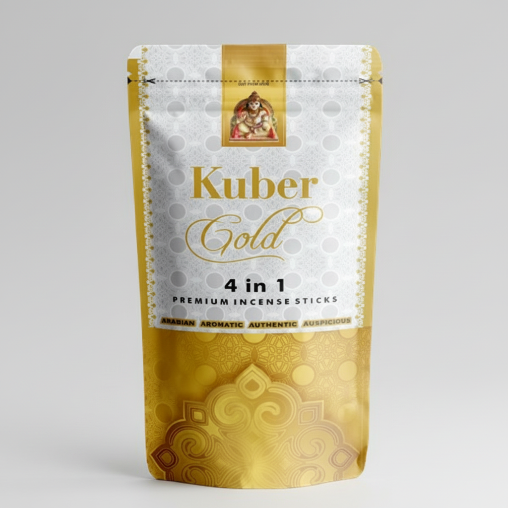 Kuber Gold 4 in 1 premium instant coffee packaging on a white background