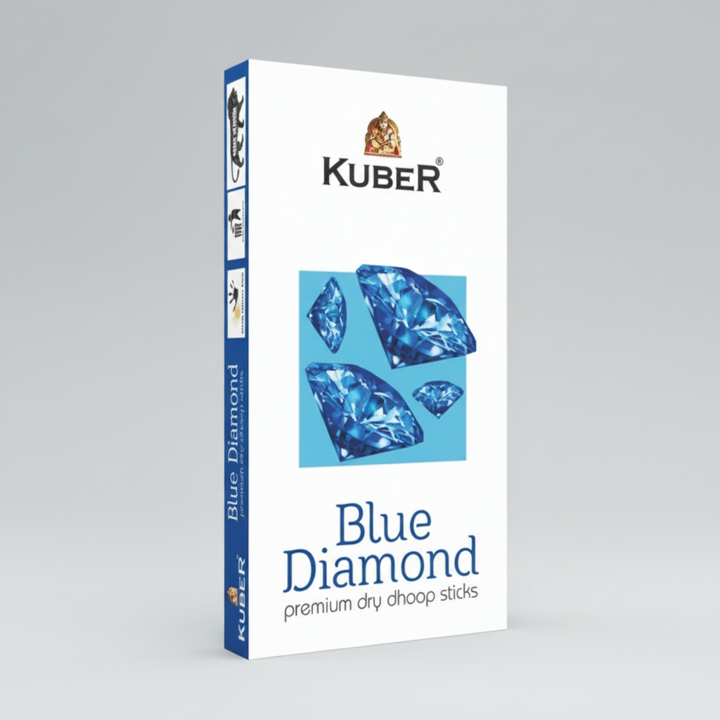 Kuber Blue Diamond dhoop stick packaging on a white background