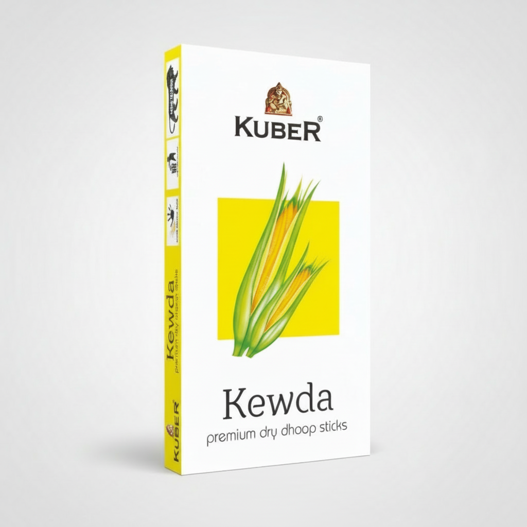 Kuber Kewda premium dry dhoop sticks packaging on a white background