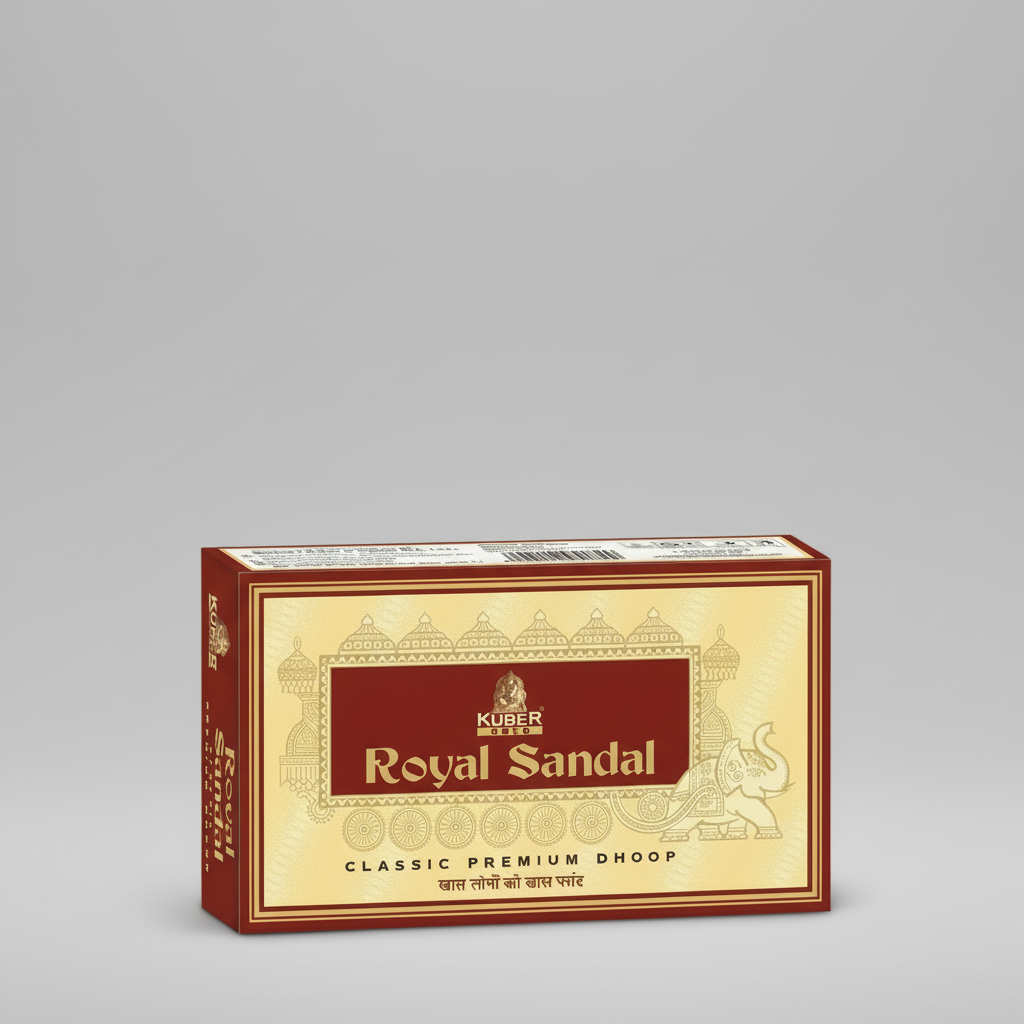 Kuber Royal Sandal incense packaging on a white background