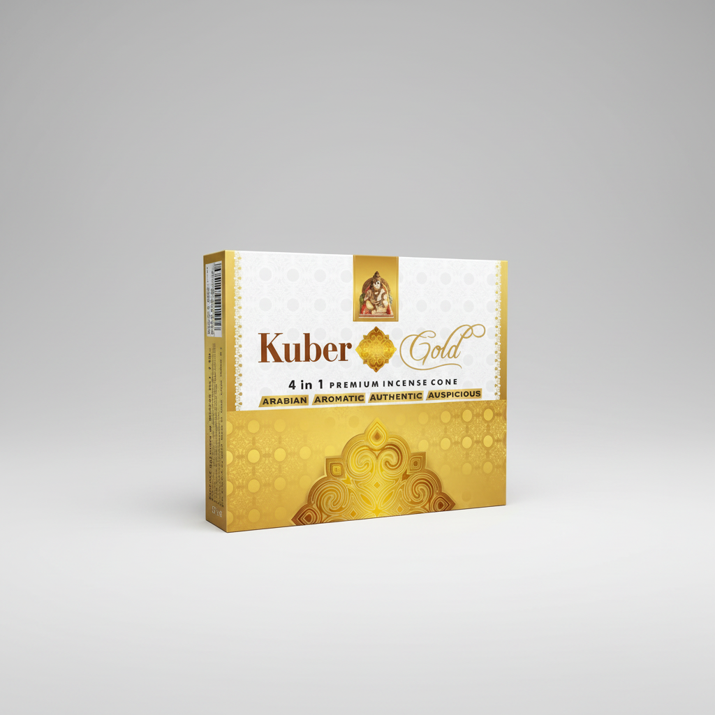 Kuber Gold incense cone packaging on a white background