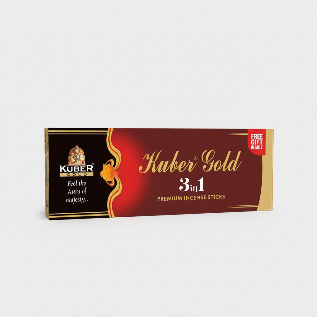 Kuber Gold incense sticks packaging on a white background