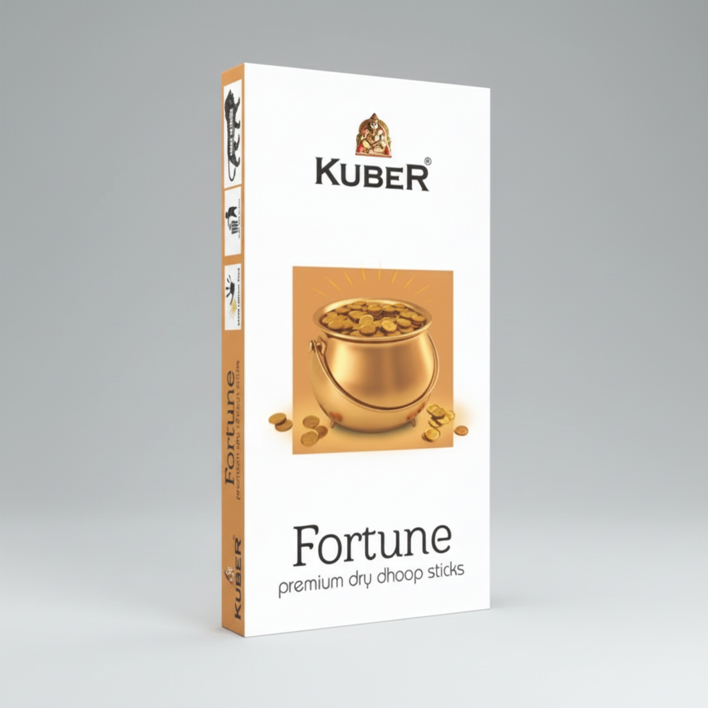 Kuber Fortune premium dry dhoop sticks packaging on a white background