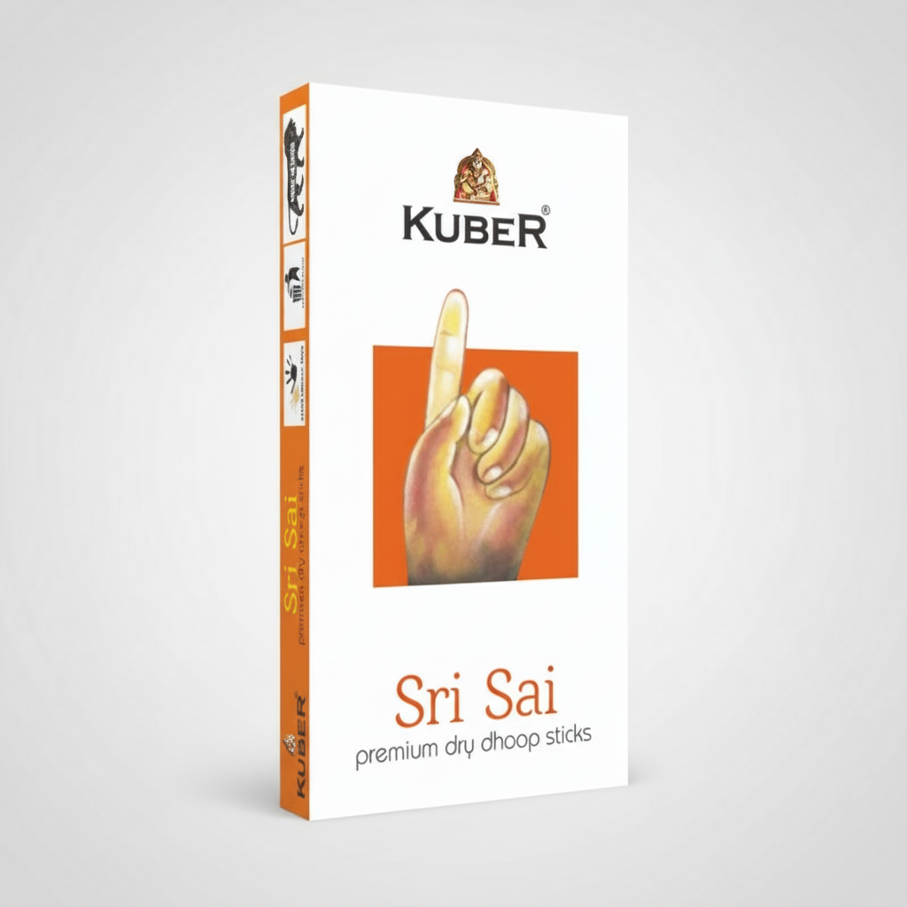 Kuber Sri Sai premium dry dhoop sticks packaging on a white background