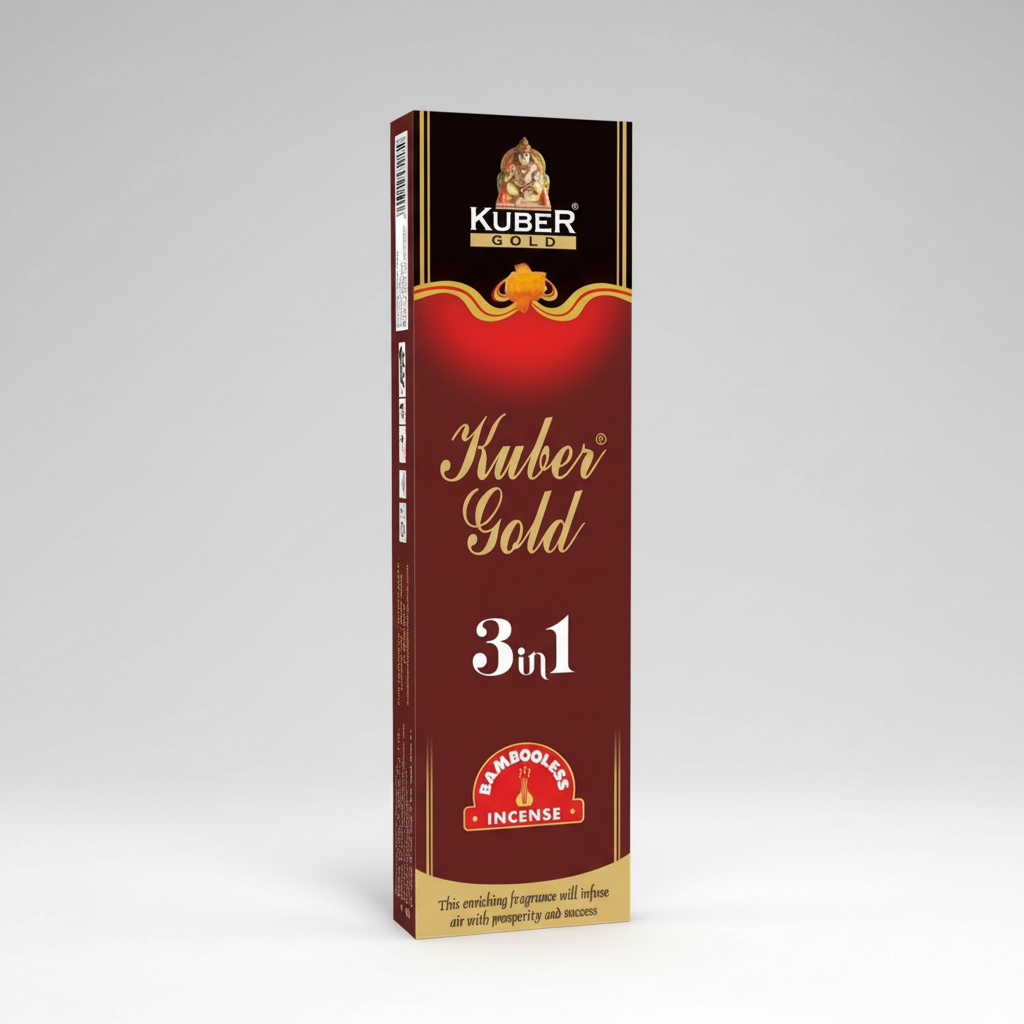 Kuber Gold 3in1 incense packaging on a white background