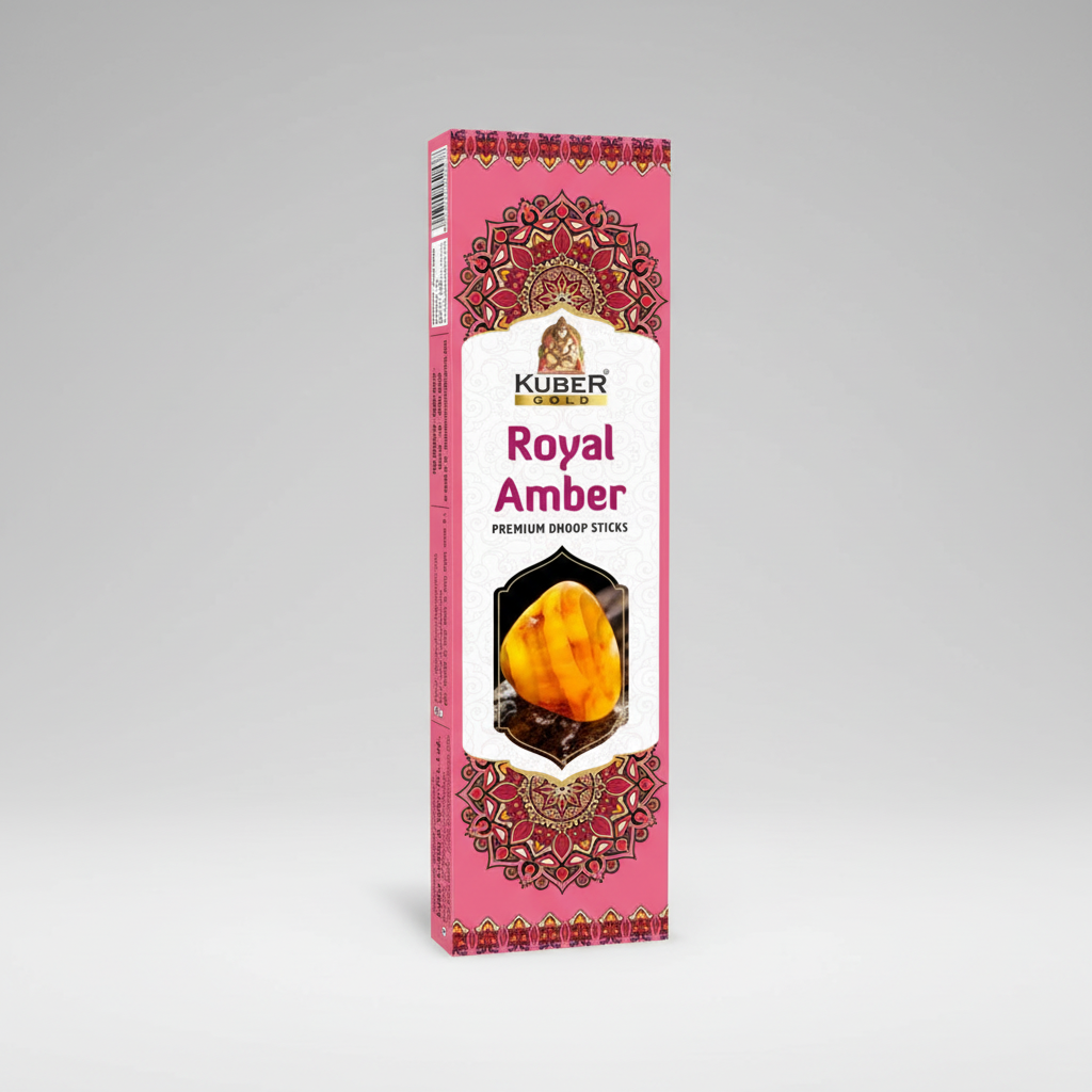 Kuber Gold Royal Amber incense stick packaging on a white background