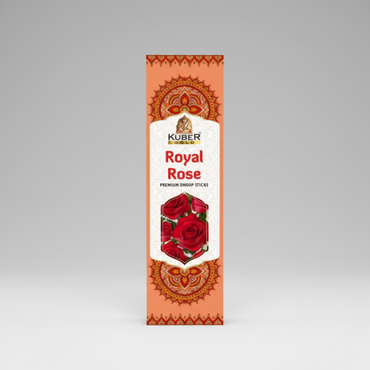 Kuber Gold Royal Rose incense sticks packaging on a white background